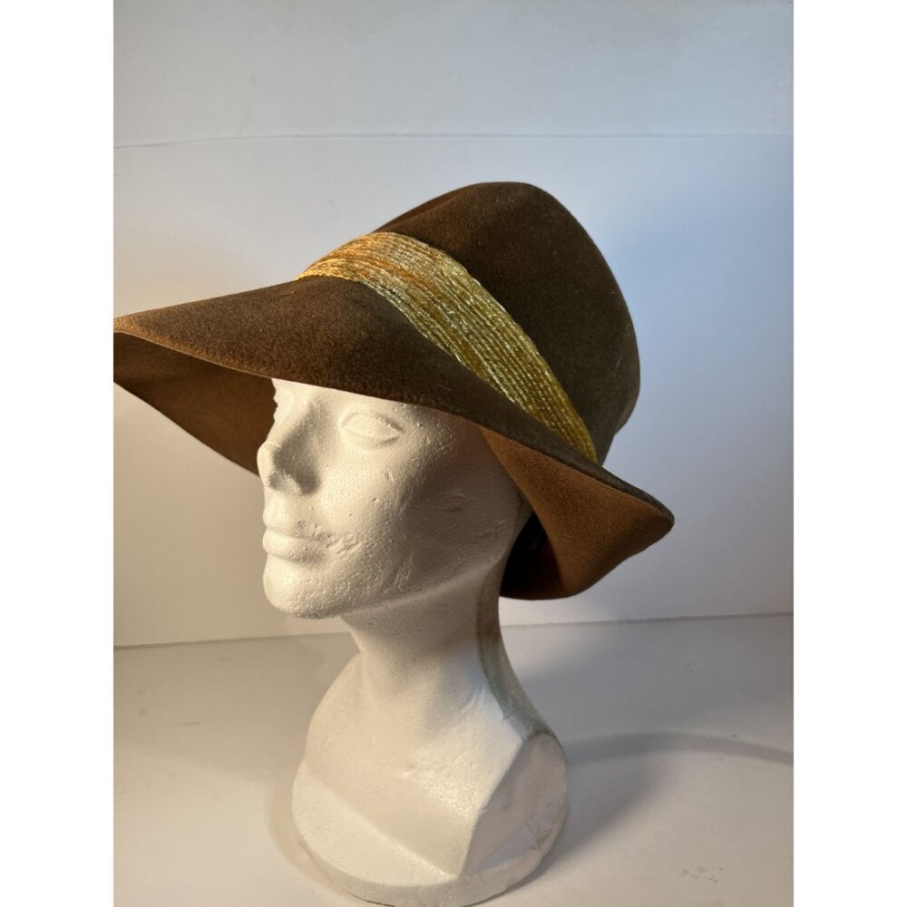 Vintage Jan Leslie Brown Hat Imported Velour Mod Theater Cosplay READ - Picture 6 of 11